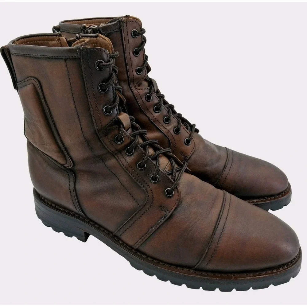 Thursday Boot Co Boots Mens Size 9.5 Brown Leather Combat Ankle Zip Casual Boots